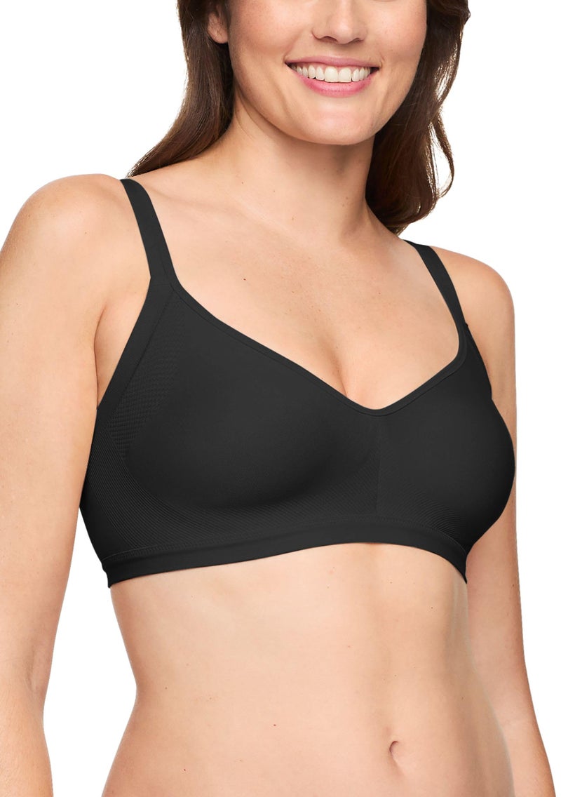Warner's Warners Blissful Benefits Underarm-Smoothing With Seamless Stretch Wireless Lightly Lined Bra, Black, XX-Large - Image 1